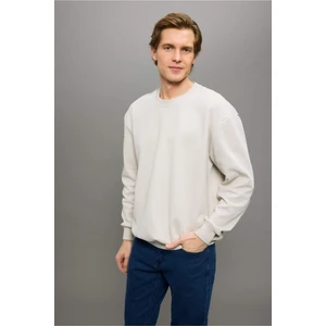 Boxy Fit Bisiklet Yaka Basic Düz Pike Sweatshirt E1519AX25AU