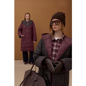 Çift Taraflı Şişme Mont Bordo-Acı Kahve