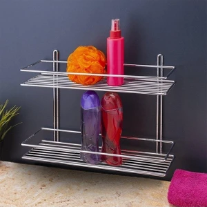 Banyo Köşe Rafı Paslanmaz 2 Katlı Krom Kaplama