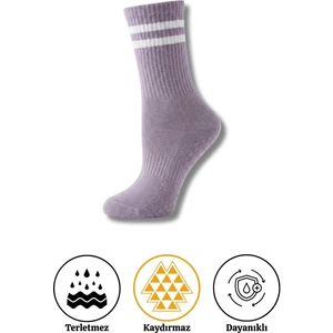 1 Çift Mor Yoga Pilates Kaydırmaz Çorap