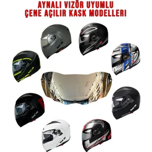 Çene Açılır Kask Vizör Camı (Aynalı)