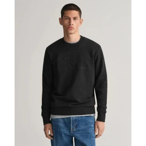 Bisiklet Yaka Logo Dokuma Slim Fit Sweatshirt