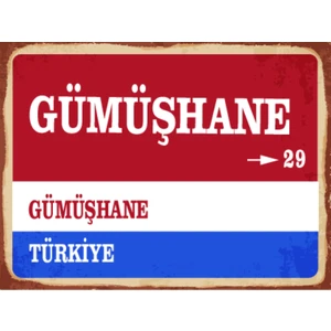 Gümüşhane Ili Retro Ahşap Sokak Tabelası