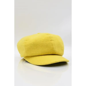 Sarı Bayan Şapka Kadın Kasket Yün Flat Cap