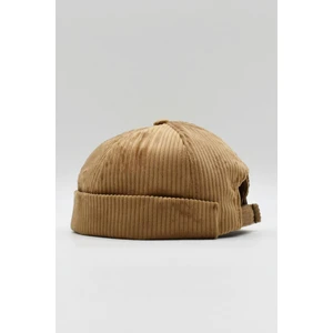 Bej Kadife Docker Bere Katlamalı Cap Şapka
