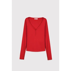 Düğmeli Patlı Uzun Kollu Üst