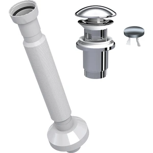 Magic Pipe Körüklü Gider Borusu + Elixir Pop-Up Set (Krom - Taşma Delikli)