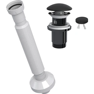 Magic Pipe Körüklü Gider Borusu + Elixir Pop-Up Set (Mat Siyah - Taşma Delikli)
