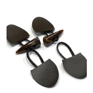 Deri Biritli Çoban Düğme Seti / Kahve Kırçıllı / 2 Adet