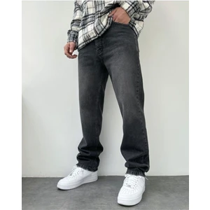 Taşlamalı Siyah Baggy Pantolon