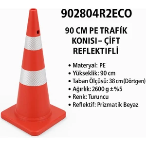 Pe Trafik Konisi – Çift Reflektifli –90 cm