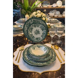 Kuantum BYM 24 Parça 6 Kişilik Porselen Yemek Takımı Velour Green