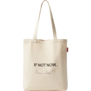 if Not Now Baskılı Ham Bez Çanta
