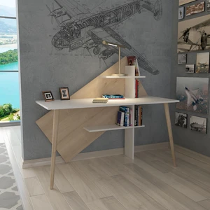 Rüzgar Çalışma Masası Beyaz - Meşe