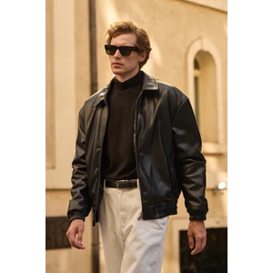 Erkek Limited Edition Deri Mont Ceket Siyah