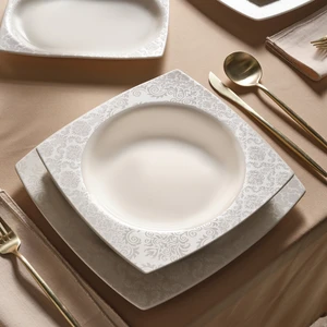 Square Bone Bridal 60 Parça 12 Kişilik Yemek Takımı