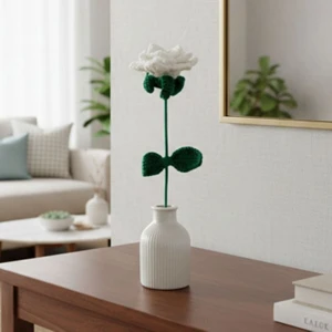 Uretti - Tuğba 9352 El Örgüsü Yapraklı Model Gül