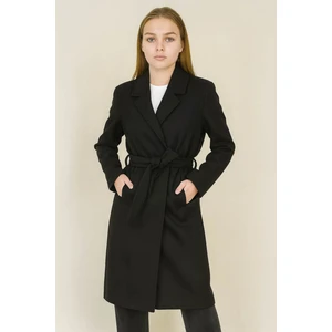 Kemerli Kadın Kaşe Kaban