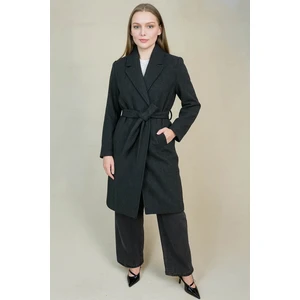 Kemerli Kadın Kaşe Kaban