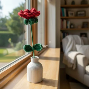 Uretti - Tuğba 9352 El Örgüsü Yapraklı Model Gül