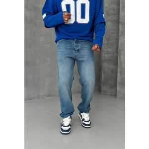 Oray Store Taşlama Mavi Baggy Pantolon