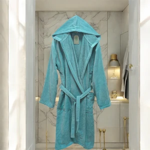 Kadife Kapüşonlu Bornoz %100 Pamuk