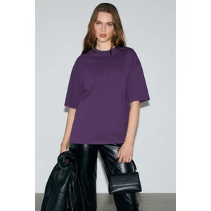 Softandbasic Kadın %100 Organik Pamuk Oversize Fit Basic Yuvarlak Yaka T-Shirt