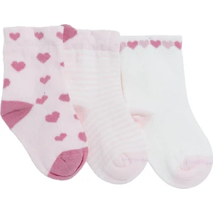 Hellobaby Hellobaby Kız Bebek 3lü Soket Çorap Kalp Baskılı