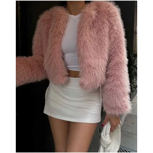 Moda Durağı Yakasız Ithal Kaliteli Kürk Pembe