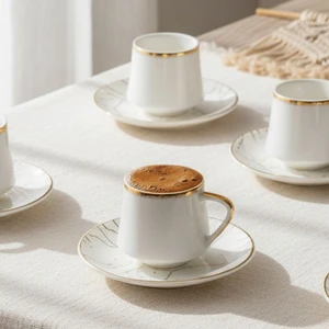Milla 6 Kişilik Porselen Beyaz Kahve Fincanı Takımı