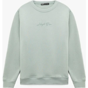 Regular Fit Uzun Kollu Şardonlu Bisiklet Yaka Basic Baskılı Sweatshirt