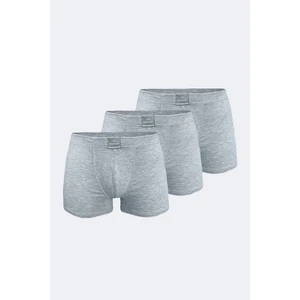 Erkek Gri 3 Lü Pamuk Elastan Boxer 3M074