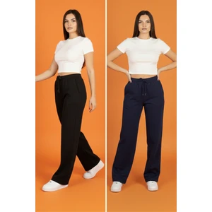 Softandbasic Kadın 2'li Modal Boru Paça Baskılı Pantolon