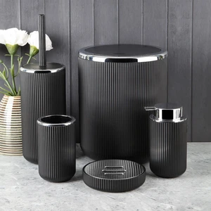 Lisbone Silver 5 Parça Banyo Aksesuar Seti - Siyah