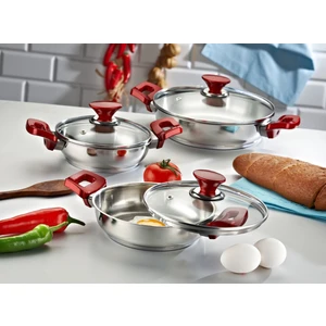 Net Çelik NET ÇELİK 6 Parça Paslanmaz Çelik Cam Kapaklı Omlet Seti