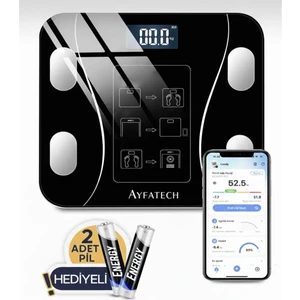 Ayfatech Dijital Baskül Yağ Su Kas Vücut Kitle Endeksi Kilo Ölçer Tartı