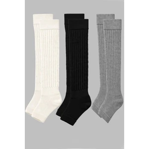 3 Çift Burunsuz Tabanlı Lastikli Diz Üstü Basic Pamuk Içerikli Tozluk