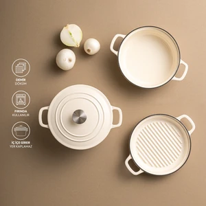 Fortino Cast Döküm Tencere Cream