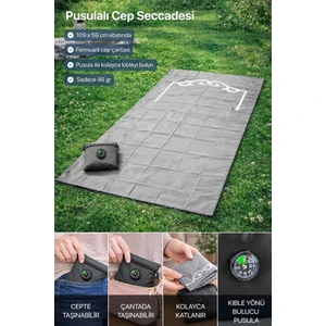 İhvan Online Pusulalı Cep Seccadesi - Gri