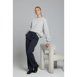 Softandbasic Kadın Geniş Kalıp Bisiklet Yaka Basic Düz Sweatshirt