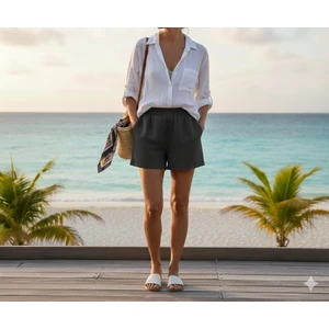 BKY Füme Yüksek Bel Penye Şort