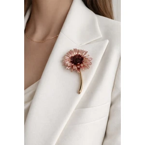 Rose Rengi Çiçek Formlu Zarif Broş (5cm)