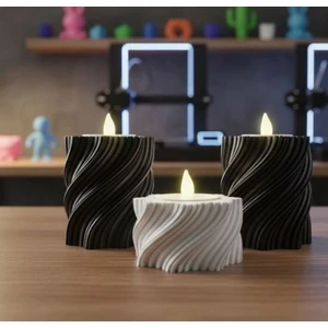 3D Boyuthane Akış Işığı – Dekoratif Mumluk Seti (2'li)