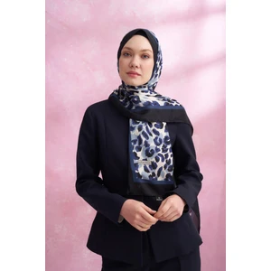 Leopar Vual Multi Desen Şal 6041-LACIVERT
