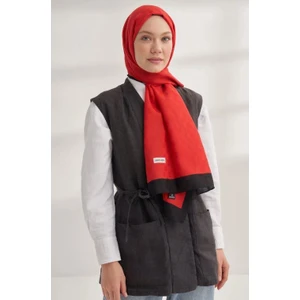 Dama Monogram Desenli Şal 3041-KIRMIZI