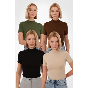 Yade Fashion Kadın Kısa Kol Bluz 4’lü Set