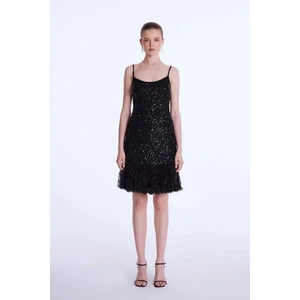 Püskül Detaylı  Mini Elbise Siyah 12443326000