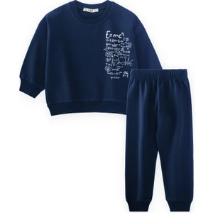 Işlem Baskılı Eşofman Takım 2-7 Yaş Lacivert