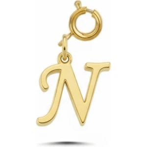 925 Ayar Gümüş N Harfi Kolye Ucu - Charm