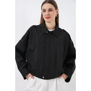Kadın Oversize Kısa Ceket 0732 - Siyah